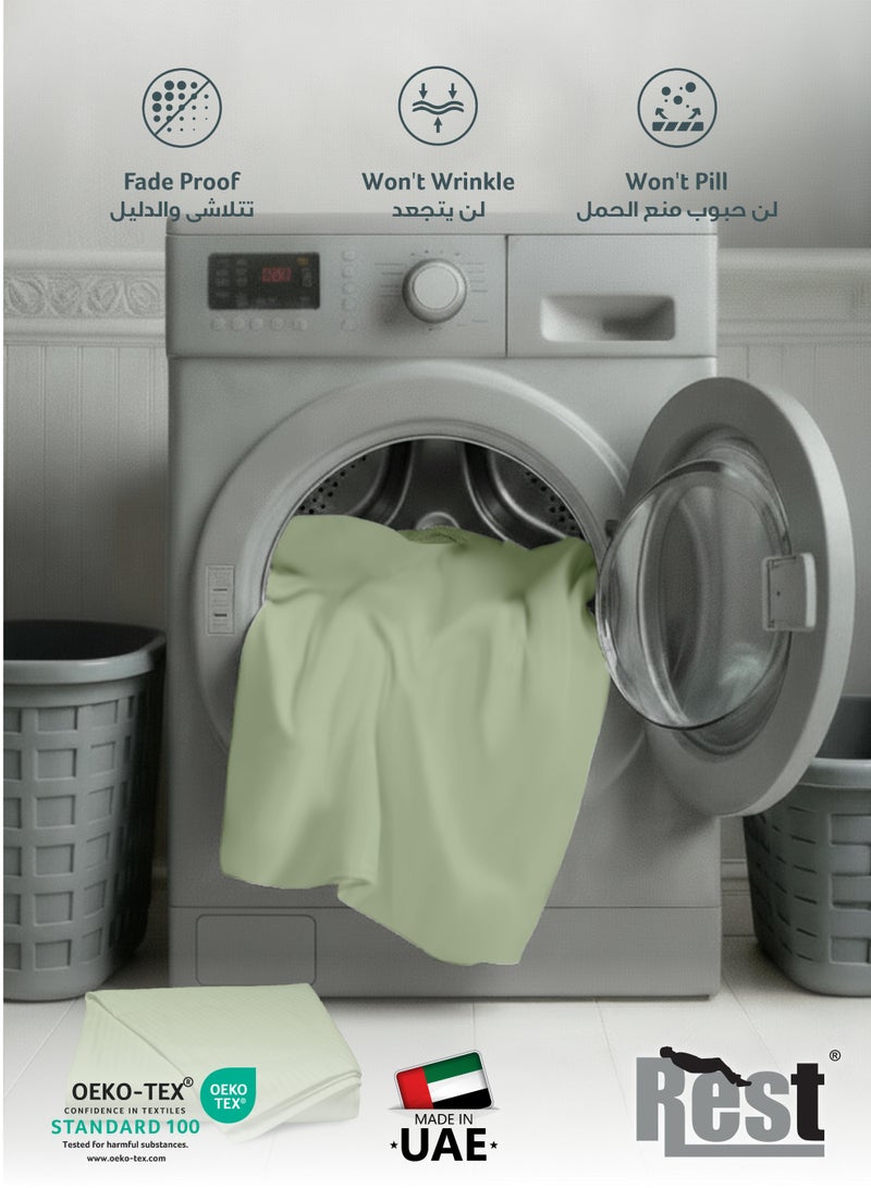 REST Fitted Bedsheet 200x200+30cm Breathable Plush Mint Green Fabric with Deep Pockets Machine Washable for Optimal Protection - Image 5